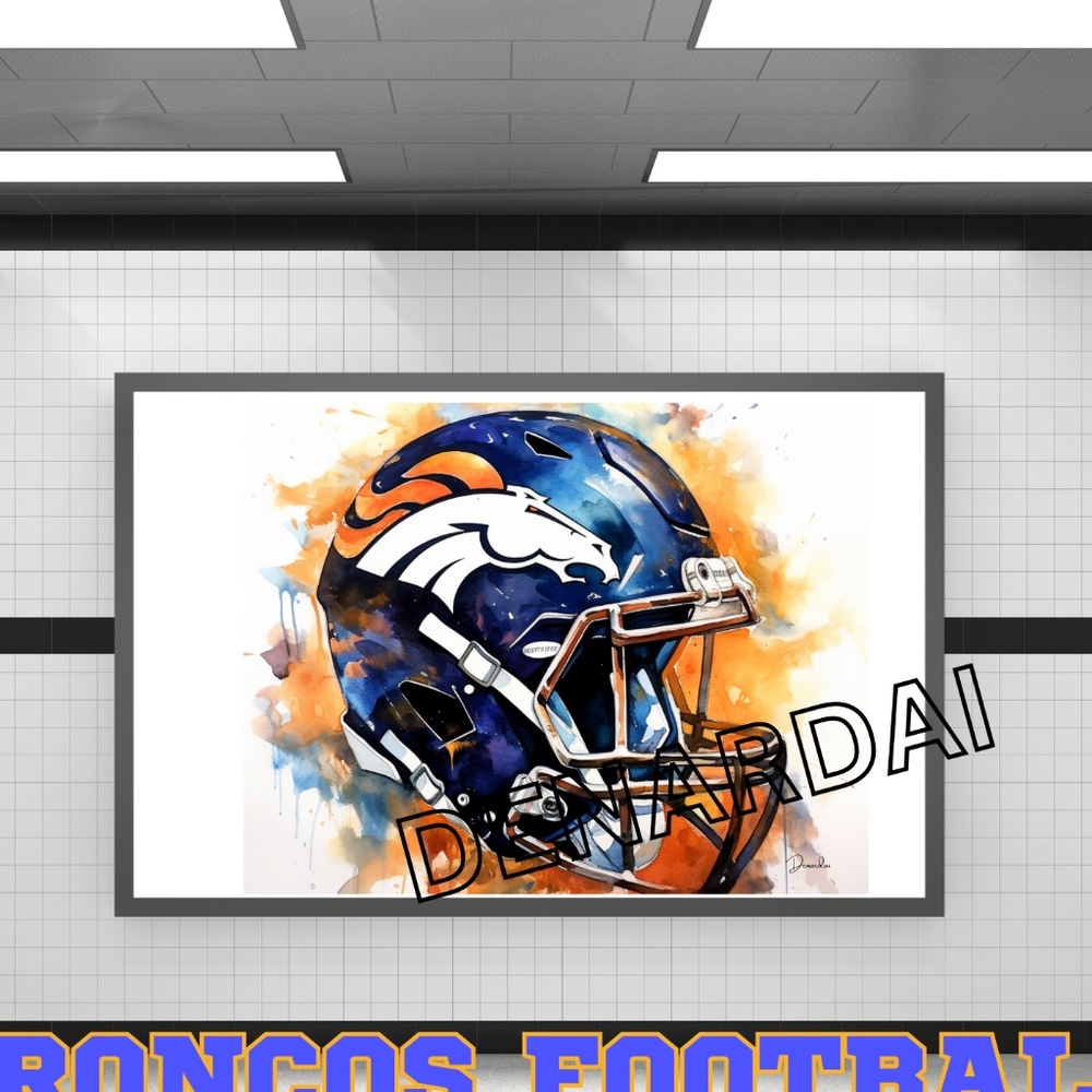 Denver BRONCOS Football Helmet POSTER Print, 14x11
